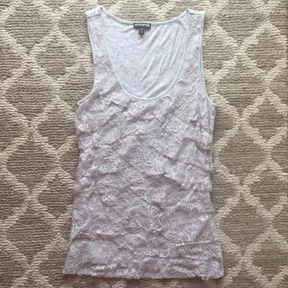 Express Small Grey Lace Tank